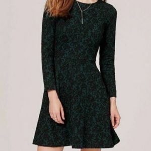 Loft, dark green/black, long sleeved, dress (size 4P) like new/perfect condition